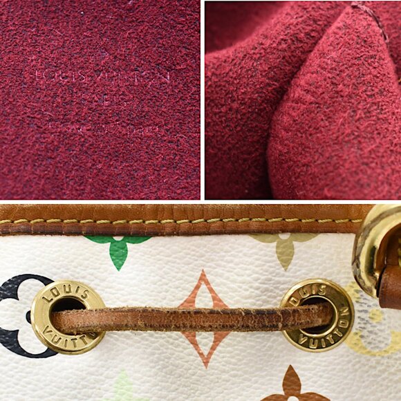 Authentic Louis Vuitton Multicolor Petit Noe Monogram Bucket Shoulder Bag White - Picture 8 of 11